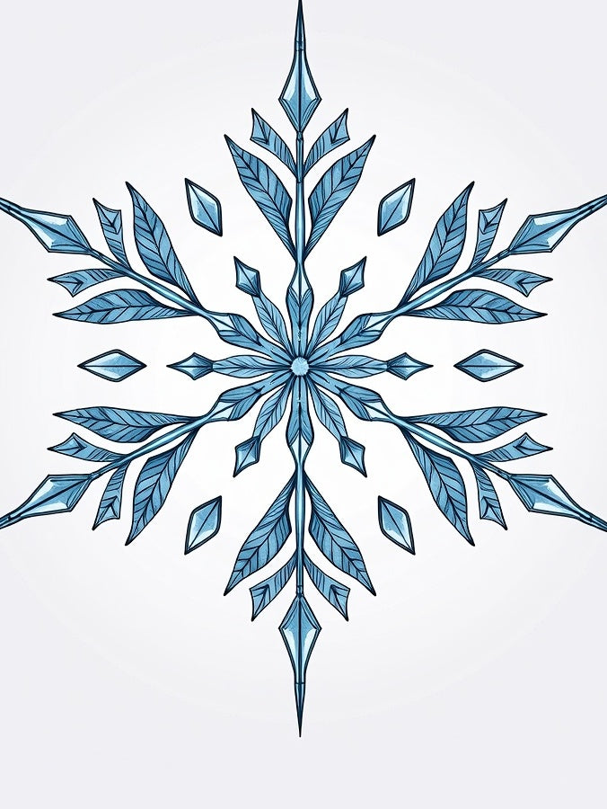 Frosty Blue Ice Crystal Snowflake Design Rug