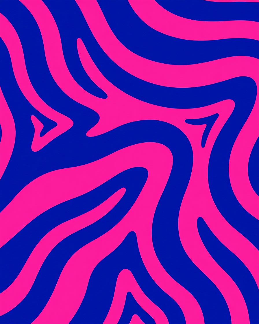 Vibrant Pink Blue Swirl Pattern Rug