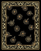 Black Floral Border With Gold Outline Rug