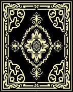 Classic Black Yellow Floral Pattern Rug