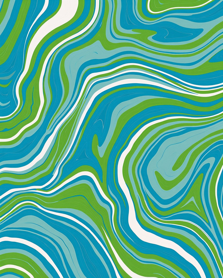 Ocean Wave Swirl Pattern Rug
