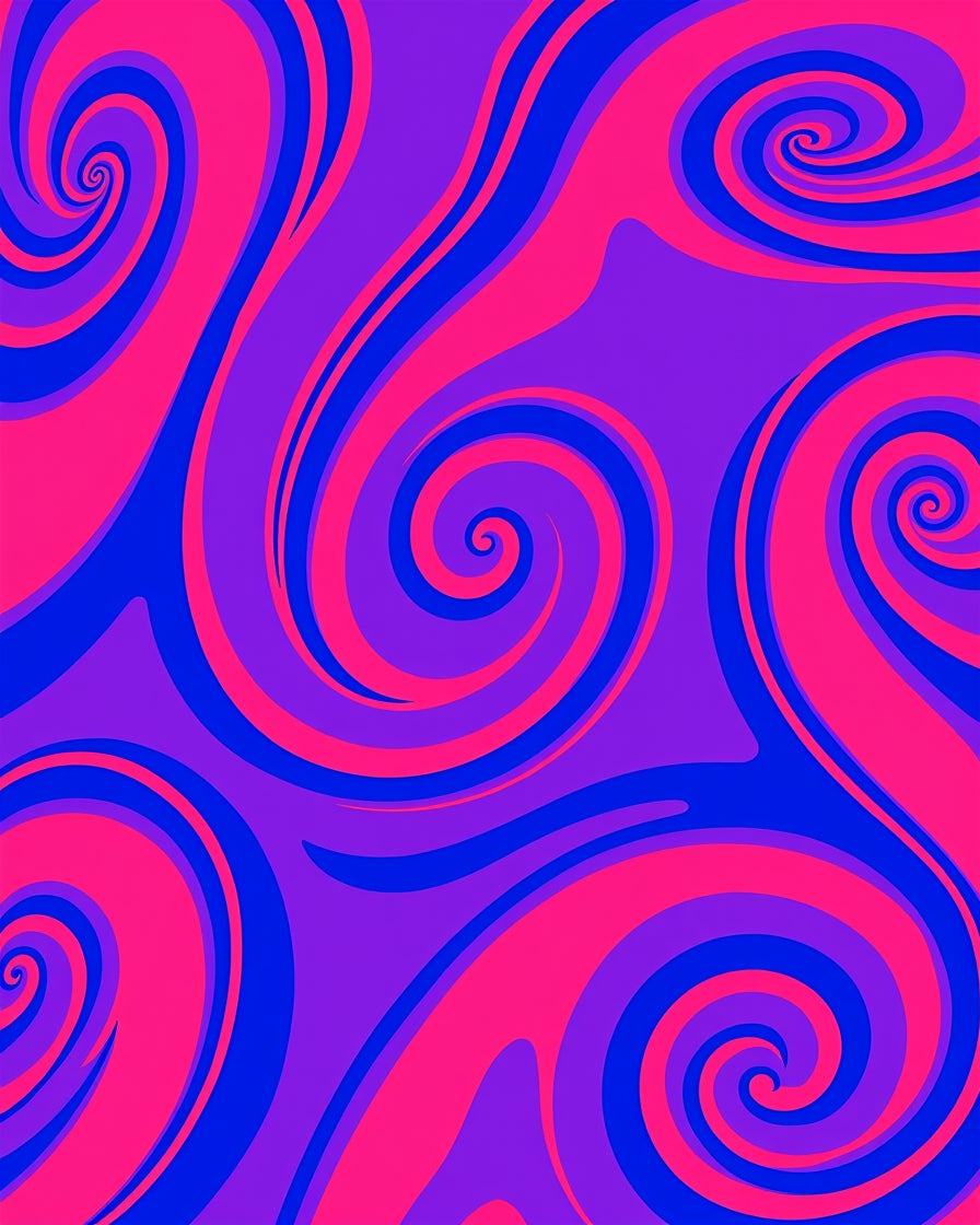 Vibrant Pink Blue Swirl Pattern Rug