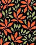 Vibrant Orange and Green Leaf Pattern Rug
