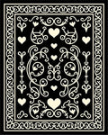 Cream Hearts Scrollwork Black Rug