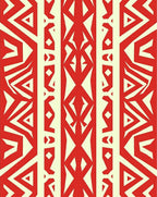 Red And Cream Tribal Stripe Design Rug