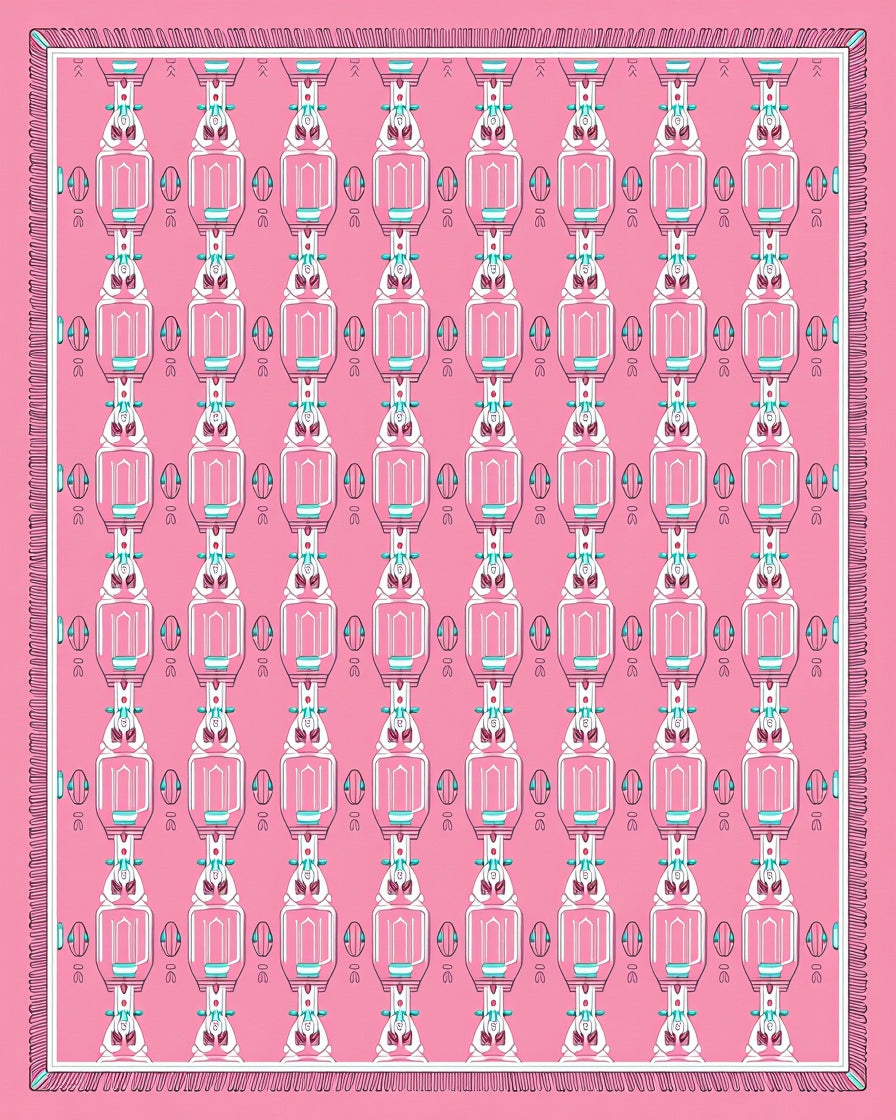 Pink Geometric Lantern Pattern Rug