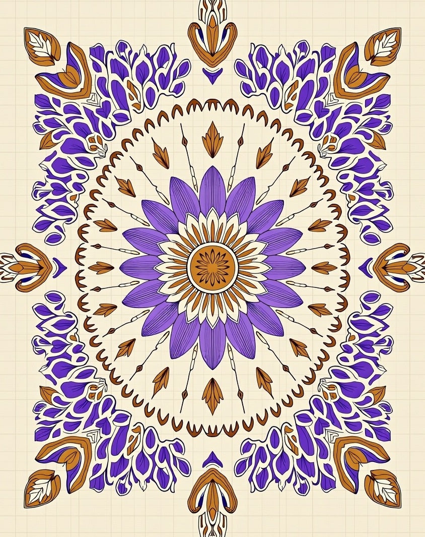 Floral Medallion With Purple Accents Rug