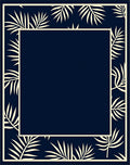 Navy Cream Tropical Leaf Border Rug