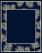 Navy Cream Tropical Leaf Border Rug