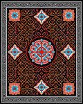 Ornate Graphic 4 Flower Design Rug