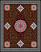 Ornate Graphic 4 Flower Design Rug