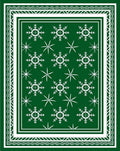 Festive White Snowflake Green Design Rug