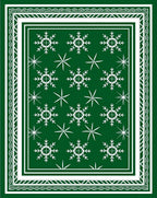 Festive White Snowflake Green Design Rug