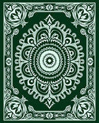 Intricate Emerald Floral Mandala Design Rug