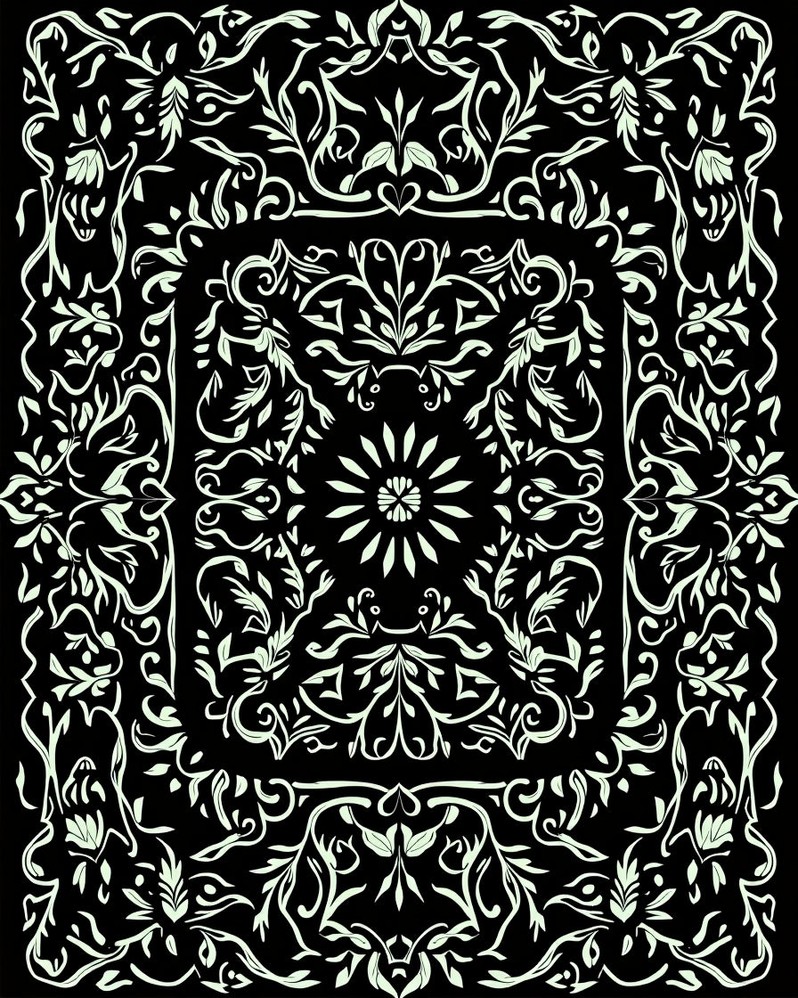Light Vines Floral Medallion Pattern Rug