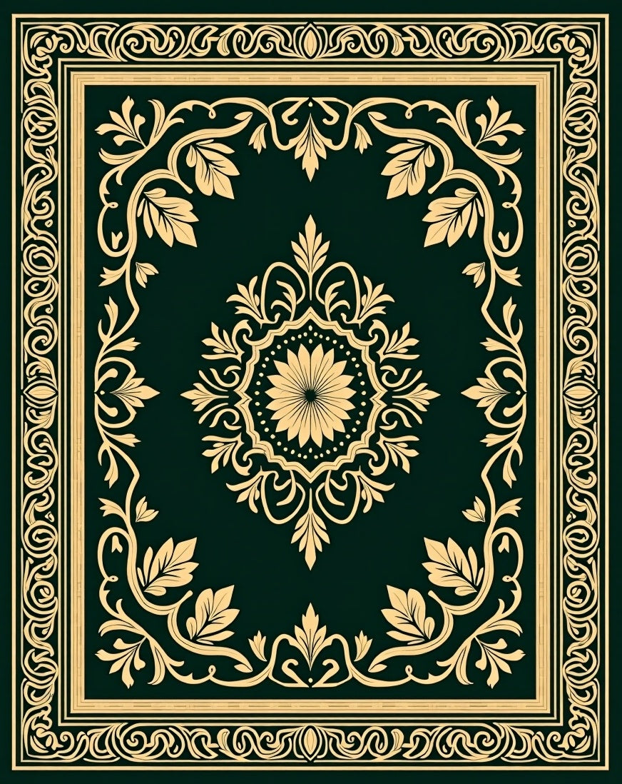 Ornate Floral Bordered Medallion Design Rug