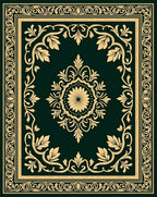 Ornate Floral Bordered Medallion Design Rug