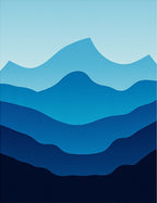 Abstract Blue Mountain Layers Rug