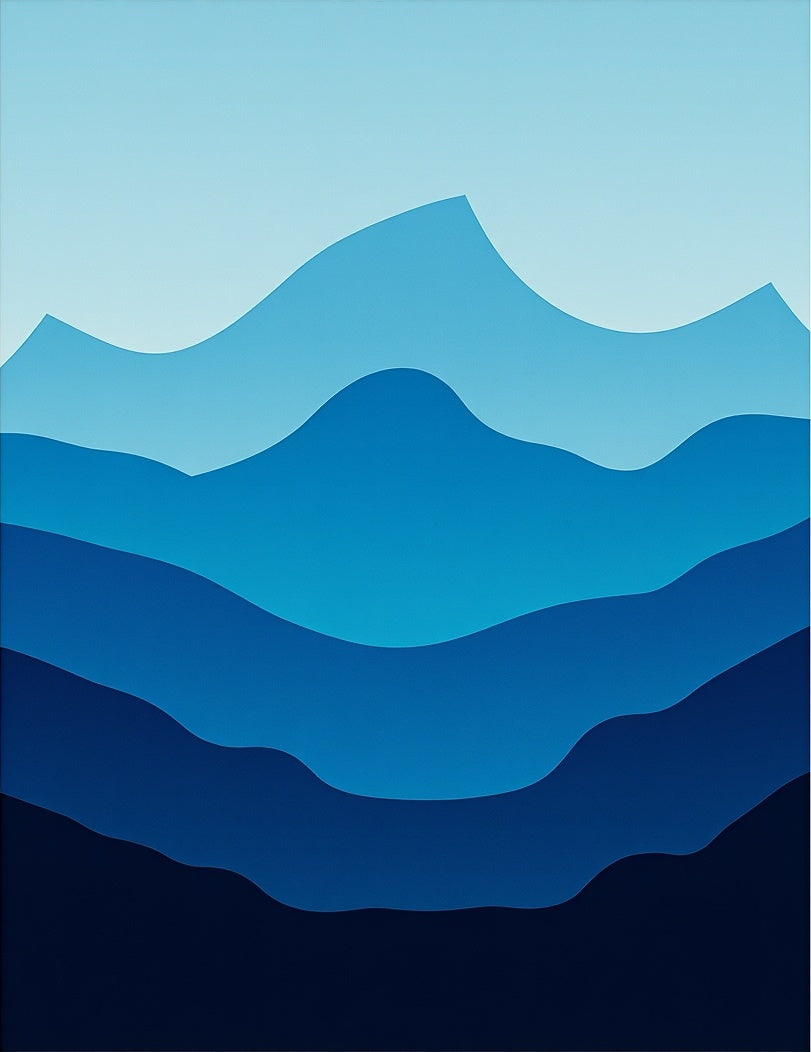 Abstract Blue Mountain Layers Rug