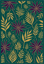 Deep Teal Tropical Leaf Arrangement Rug