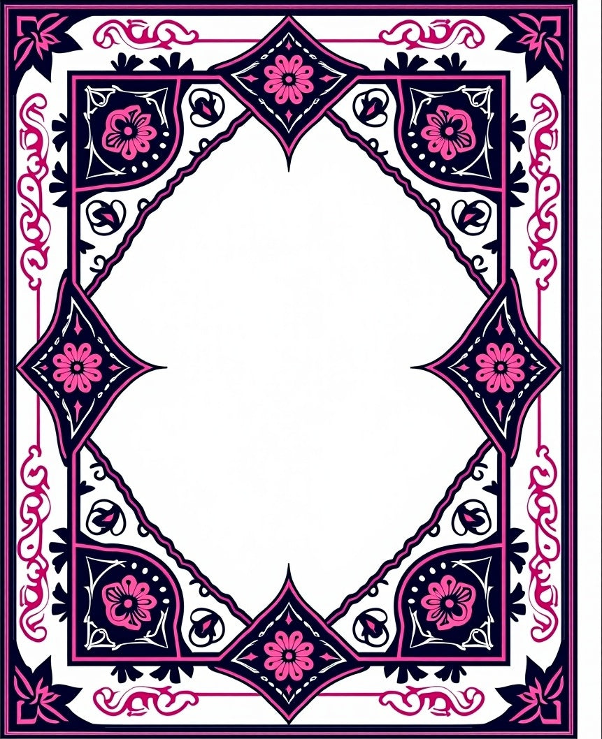 Floral Medallion Border Design Rug