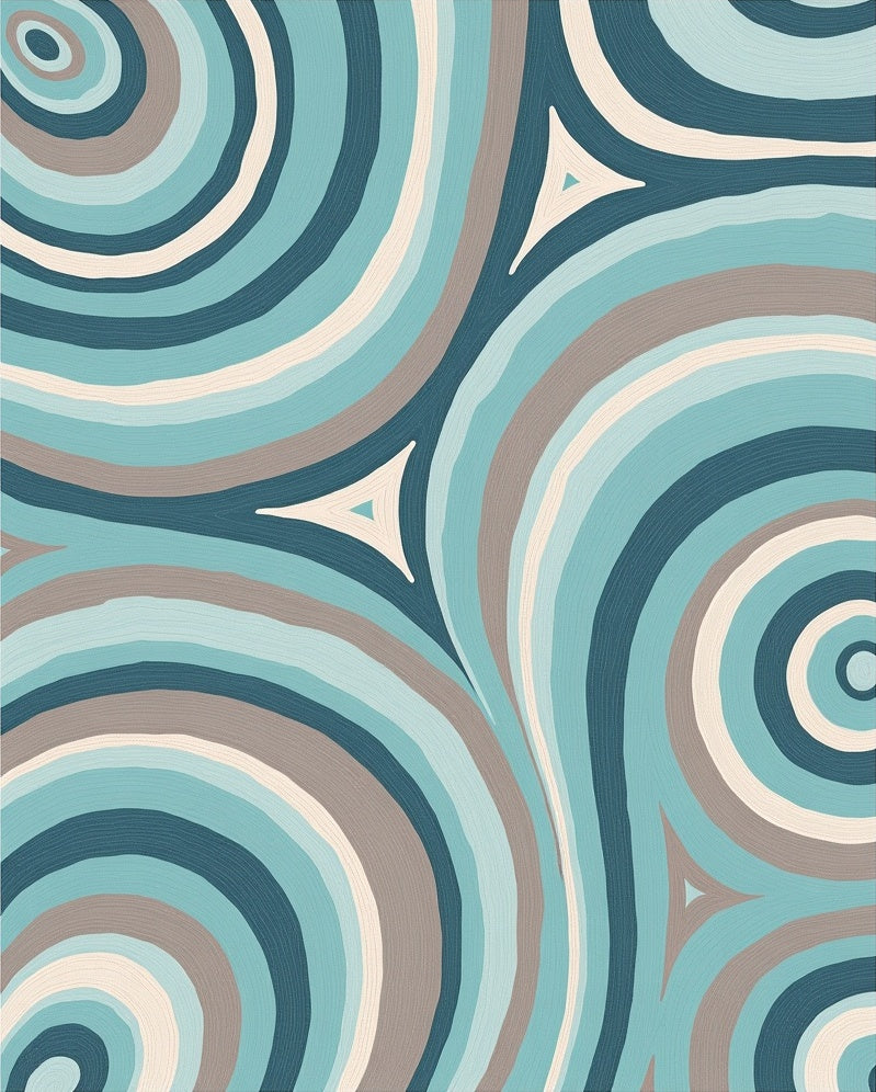Abstract Swirls Cool Tones Pattern Rug