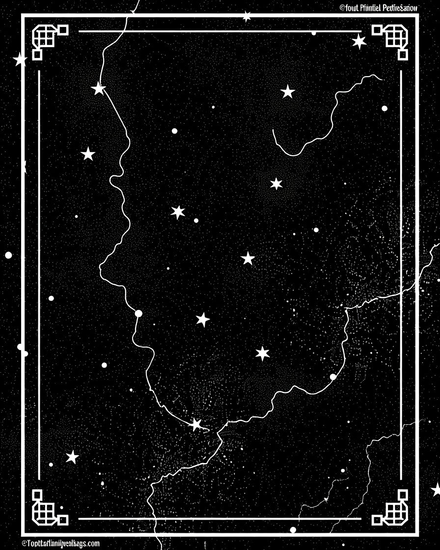 Celestial Star Map Geometric Border Rug