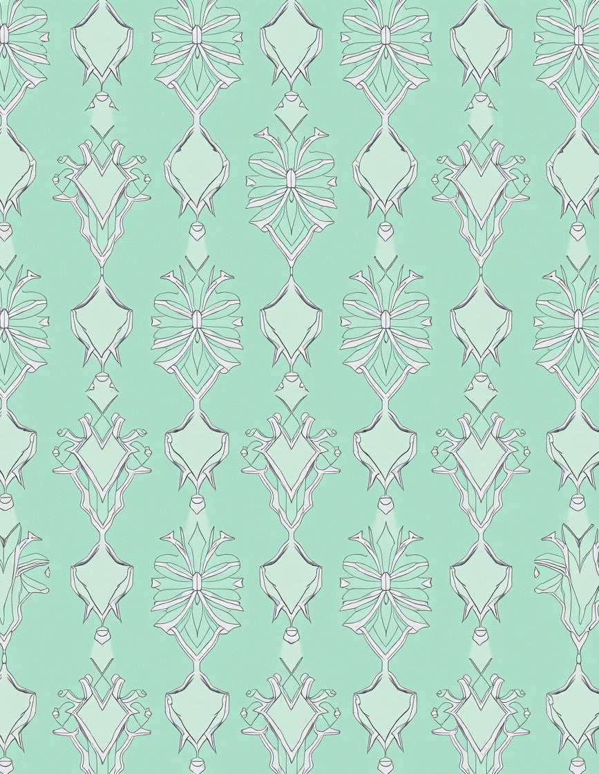 Elegant Mint Gray Ornamental Pattern Rug