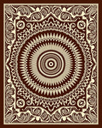 Intricate Mandala Floral Scroll Pattern Rug