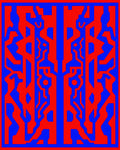 Red Blue Geometric Abstract Design Rug