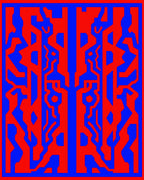 Red Blue Geometric Abstract Design Rug