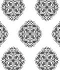 Monochrome Floral Medallion Pattern Rug