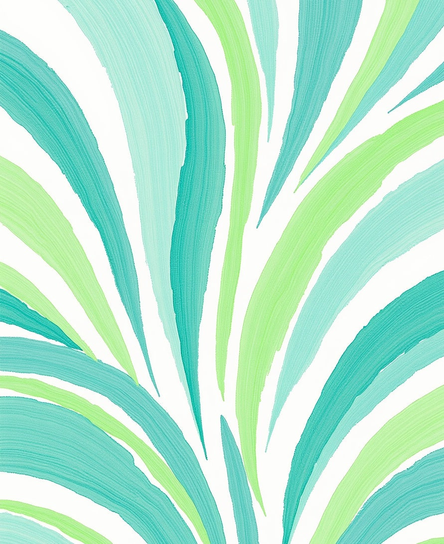 Wavy Teal And 2 Greens Abstract Rug