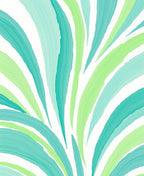 Wavy Teal And 2 Greens Abstract Rug