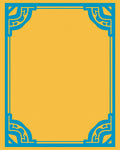 Ornate Yellow Blue Geometric Border Rug