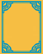 Ornate Yellow Blue Geometric Border Rug