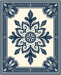 Intricate Mandala Floral Border Design Rug