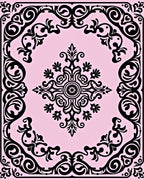 Classic Scrollwork Floral Border Design Rug