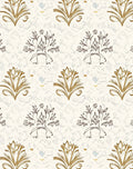 Gold Brown Floral Sketch Pattern Rug