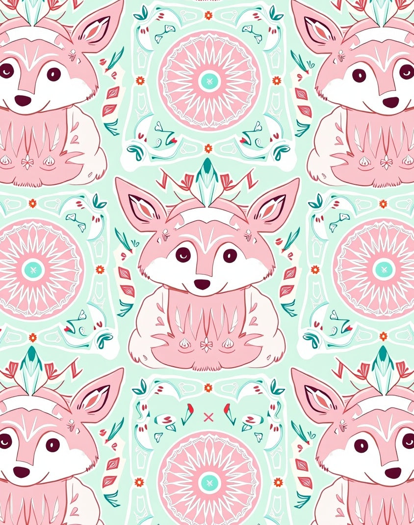 Cute Fox Mandalas Pattern Design Rug
