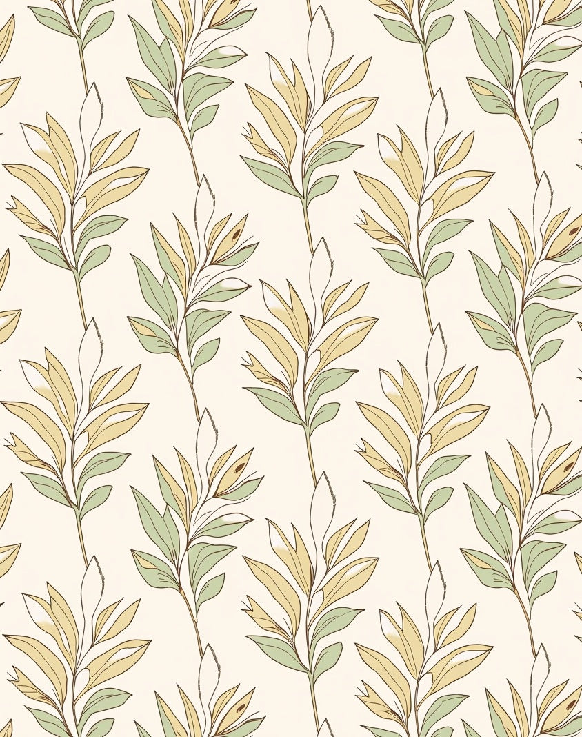 Botanical Leaf Pattern Artwork Rug