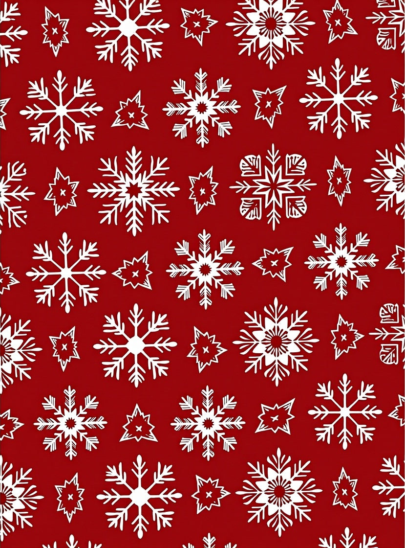 White Snowflake Pattern on Red Rug