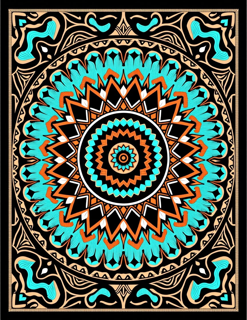 Vibrant Geometric mandala Pattern Rug