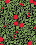 Red Apples Green Leaves Pattern Rug