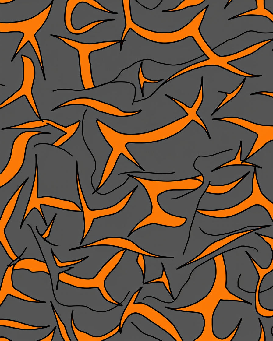 Bold Abstract Orange Flame Pattern Rug