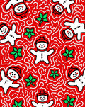 Cute Gingerbread Man Holly Pattern Rug