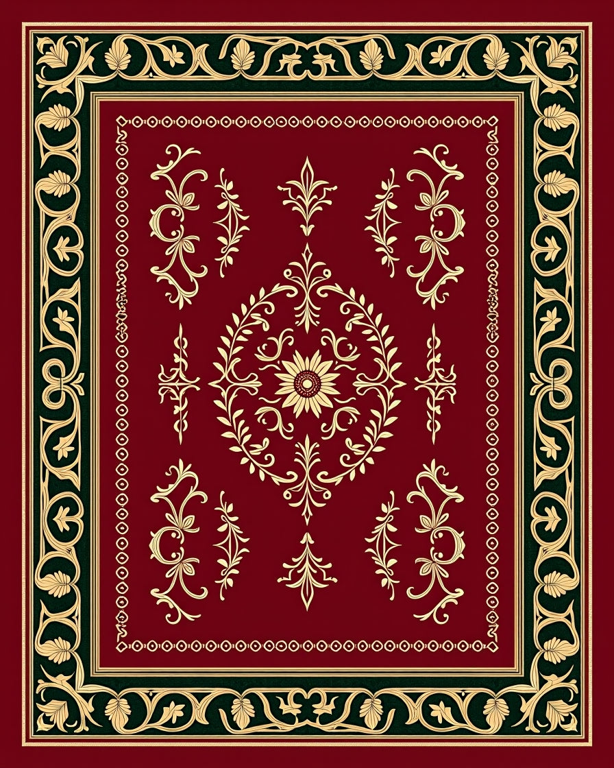 Classic Floral Medallion Border Rug