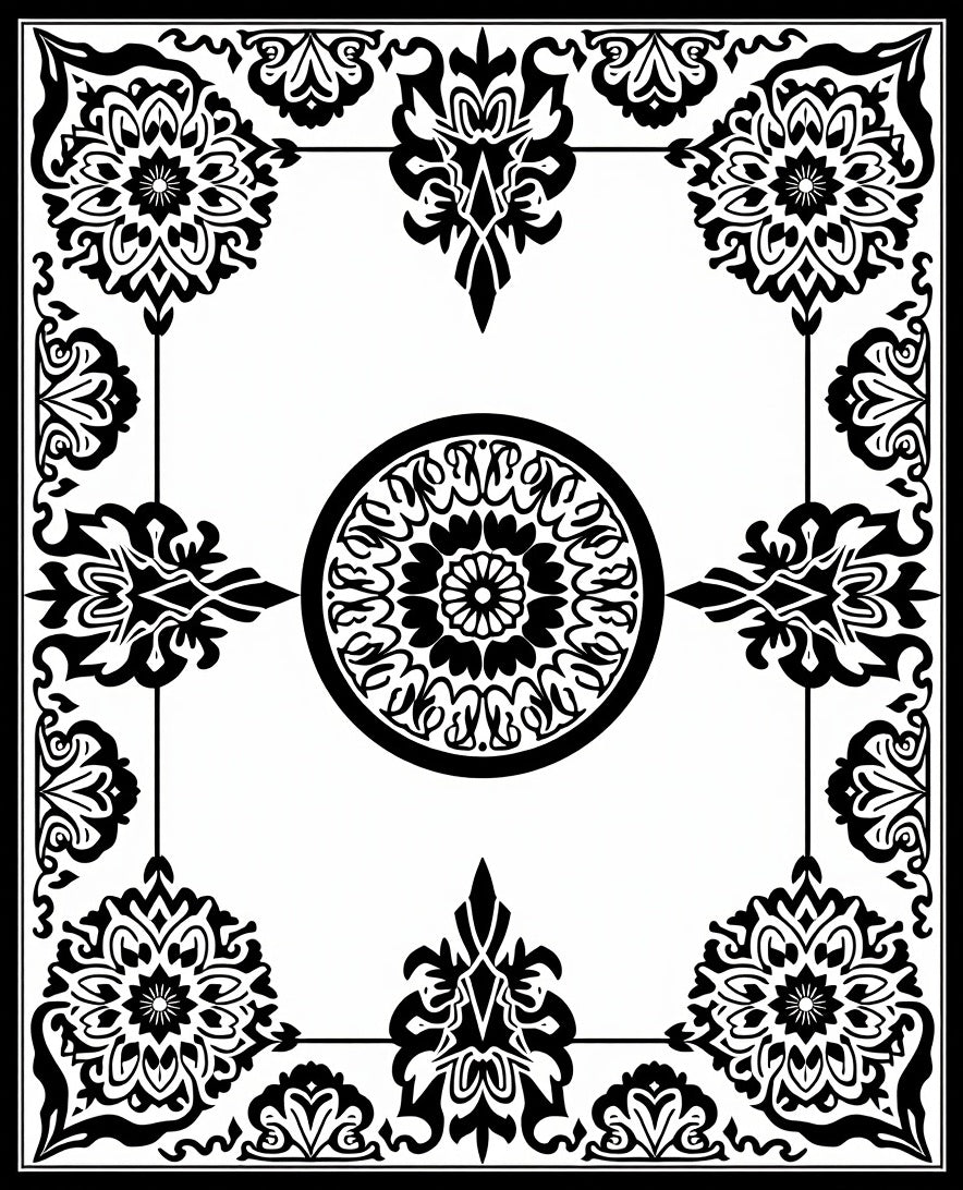 Ornate Floral Mandala Art Rug