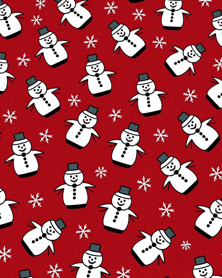 Red Snowman Snowflake Pattern Rug