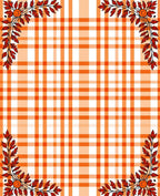 Autumn Leaf Border Plaid Design Rug